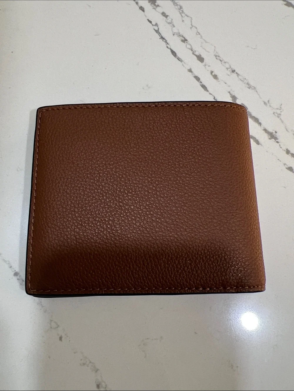 COACH New York Brown Pebbled Leather Men's Bi-Fold Wallet Saddle